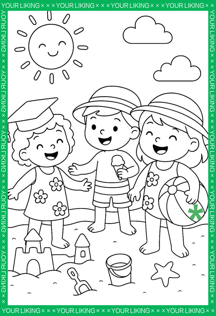 小朋友海滩游玩简笔画创作指南