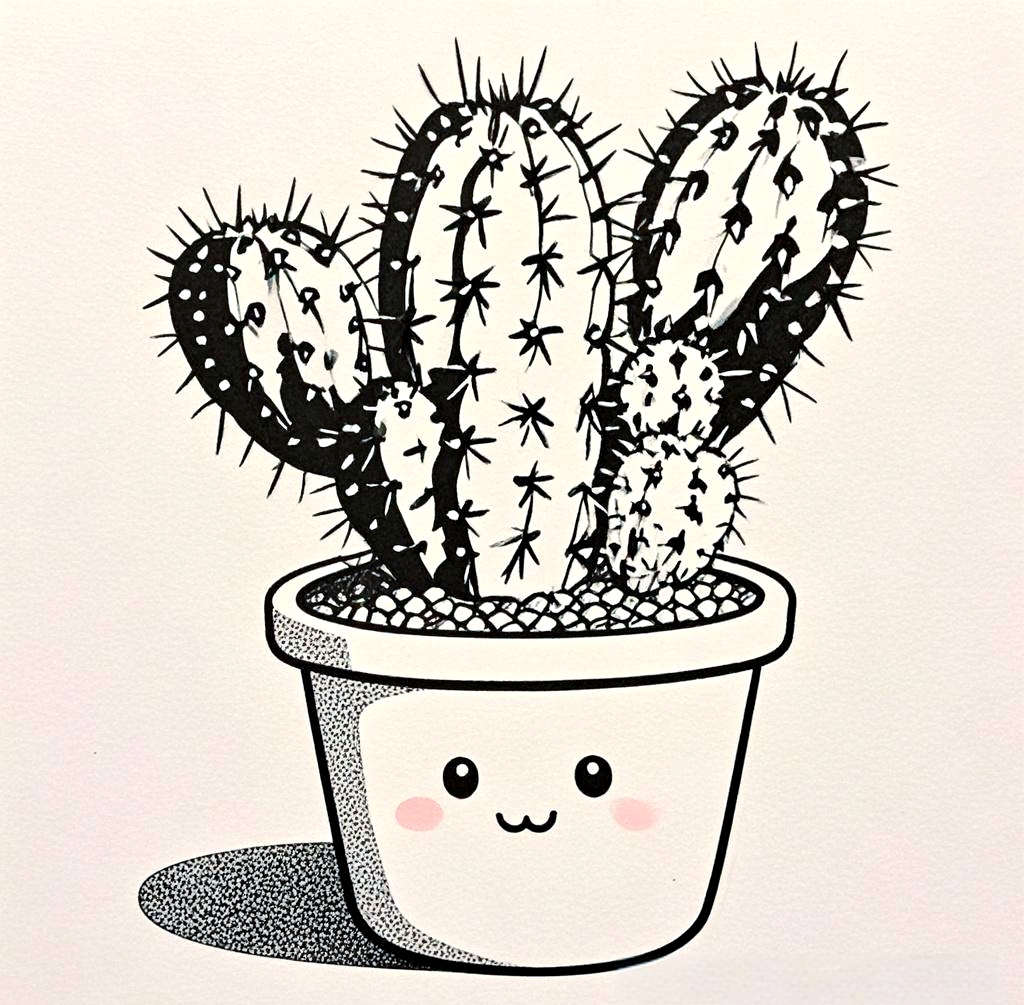 如何用简笔画线描展现仙人掌的独特魅力