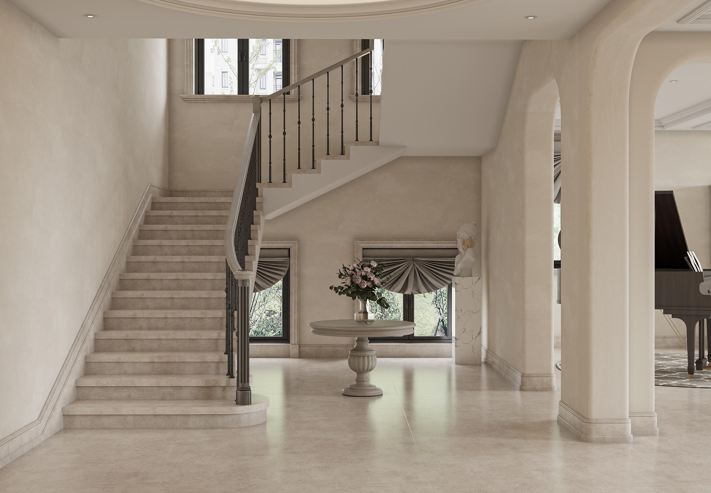 别墅法式轻奢风装修 悬空楼梯设计 成功人士的典雅居所