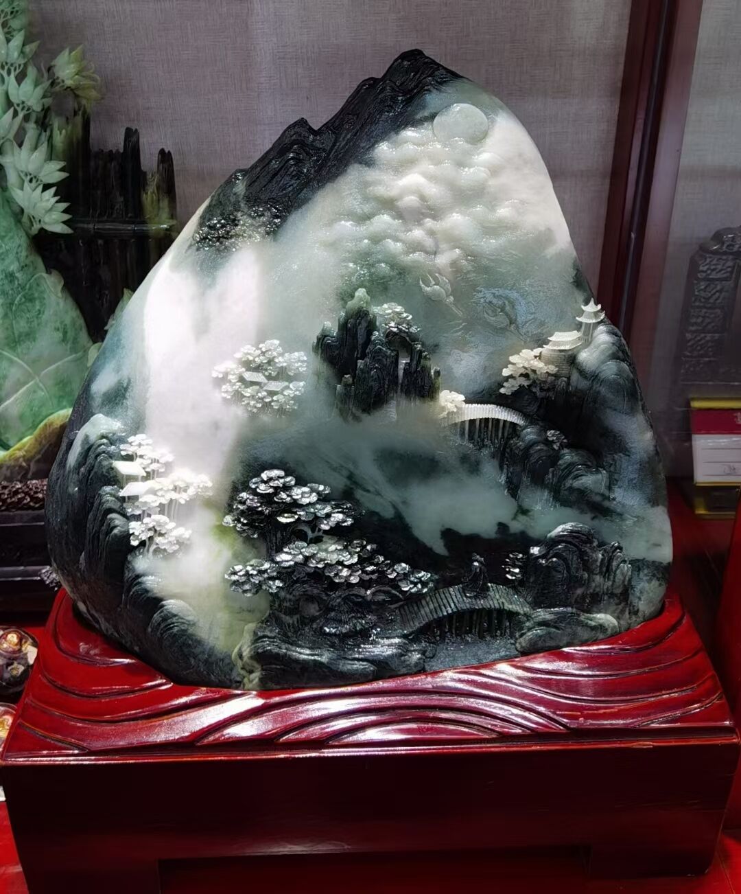 独山玉山水意境摆件《青云直上》《前程似锦》