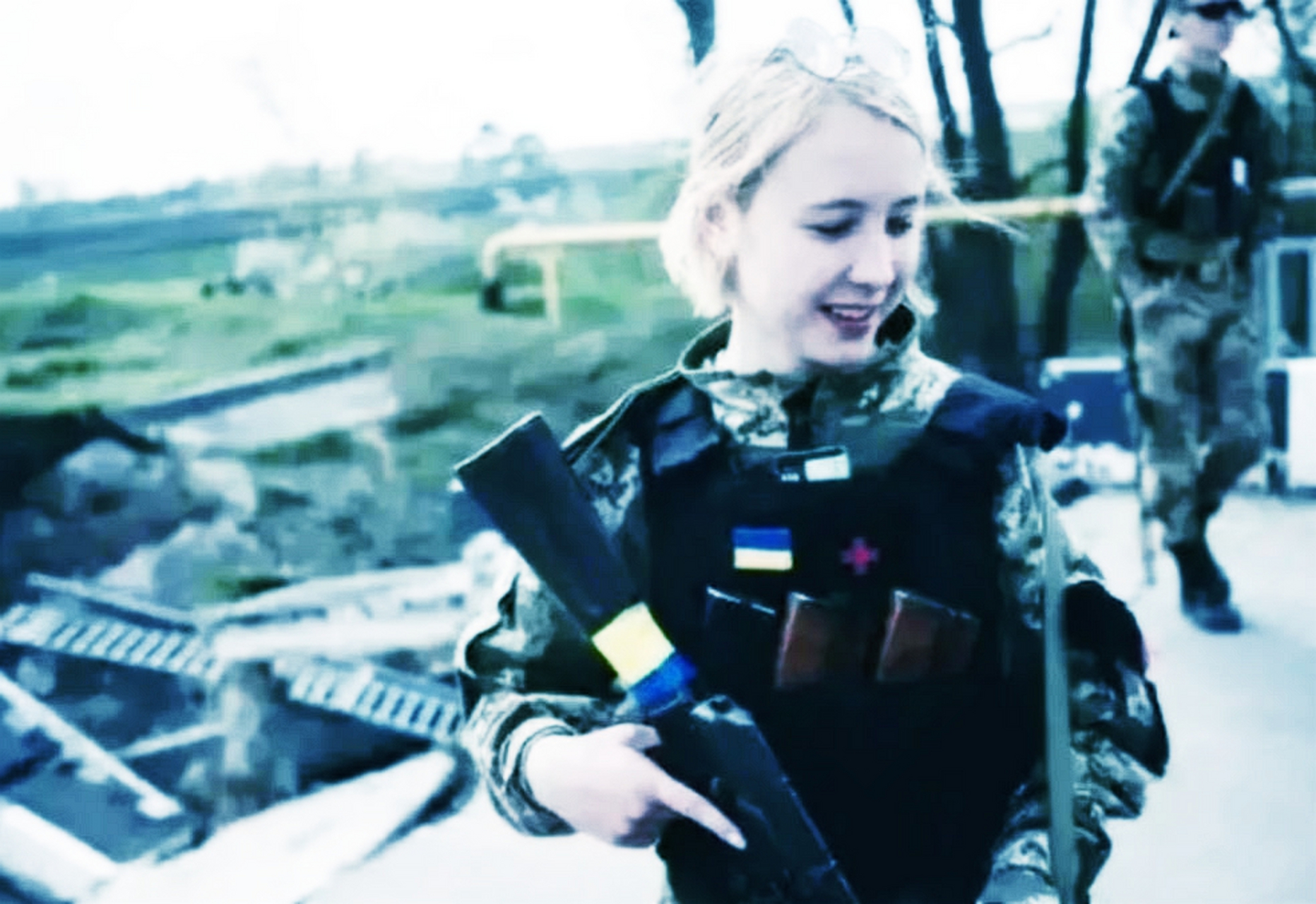 图为俄乌战场上的乌克兰女兵.