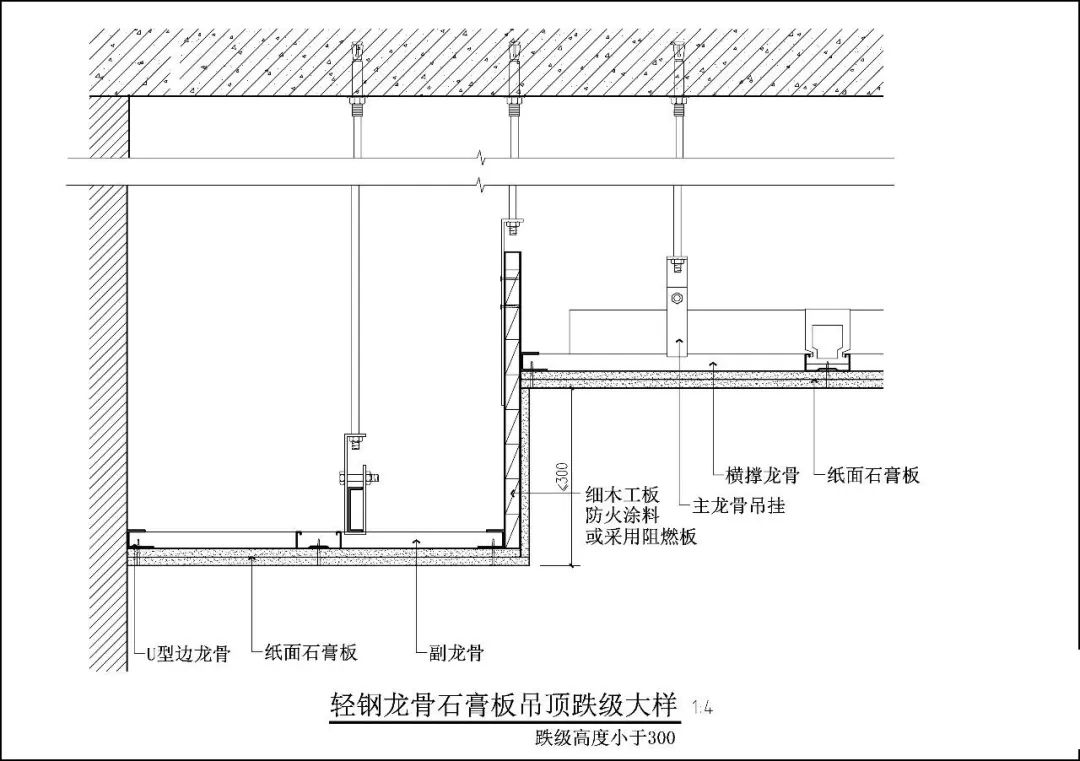 木龙骨吊顶剖面图图片