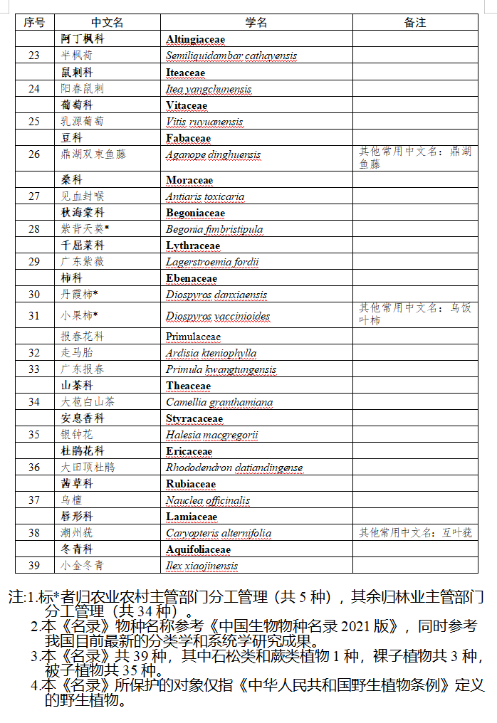 关注 这39种植物入选广东省重点保护野生植物名录