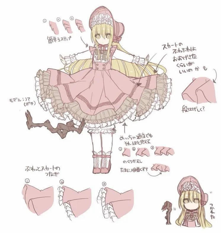 裙子的褶皱怎么画?裙摆的褶皱绘画教程!