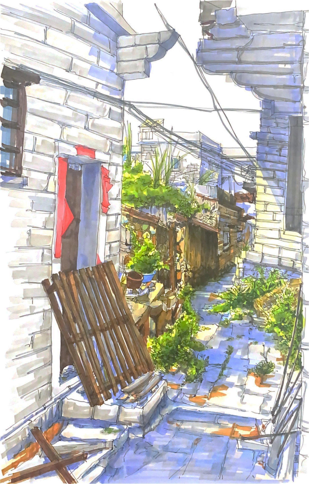 传承文化遗产 手绘老街老巷