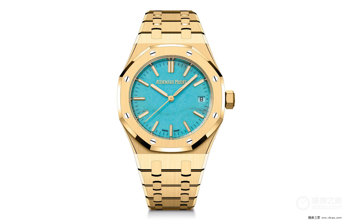 爱彼推出全新天然绿松石表盘 royal oak皇家橡树系列自动上链黄金腕表