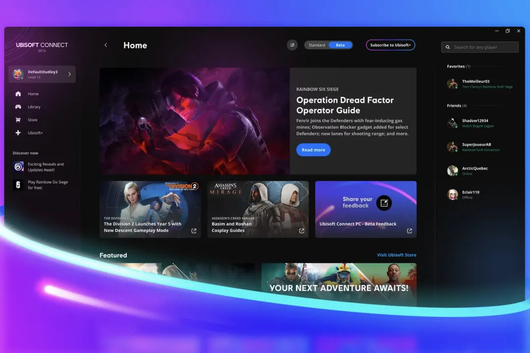 育碧更新 ubisoft connect 游戏商城 pc 客户端,全新界面登场