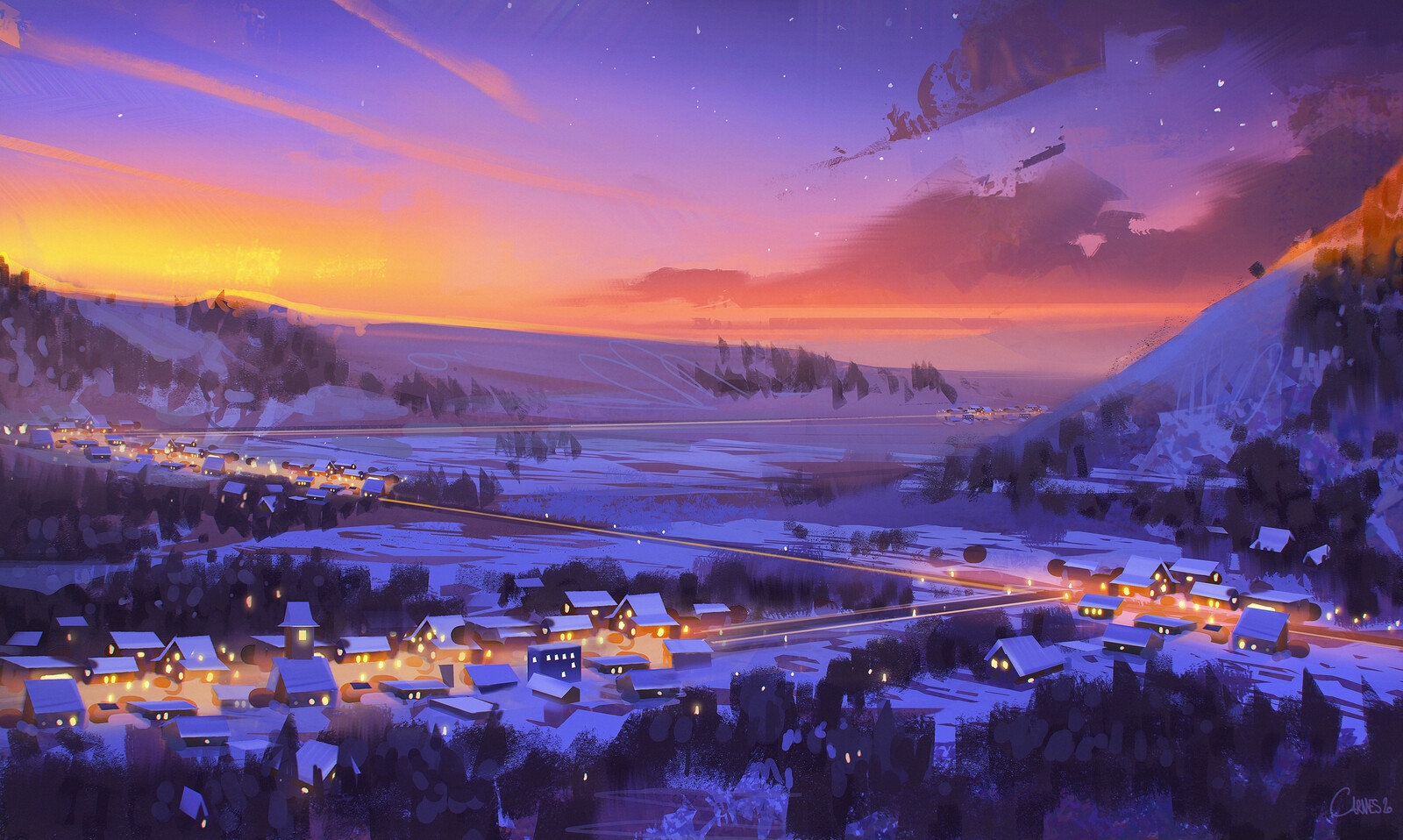 充满宿命感的迷幻概念插画,巨型骷髅像孤勇的英雄屹立不倒