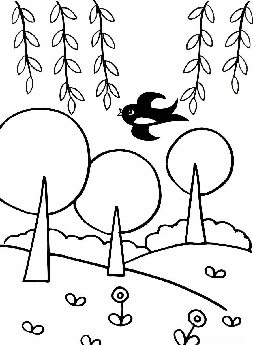 春天主题的简笔画线稿,多样选择,涂色练习的绝佳素材!