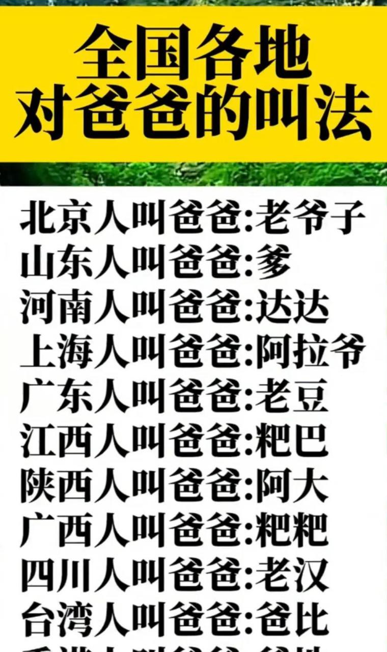 爸爸的十种叫法