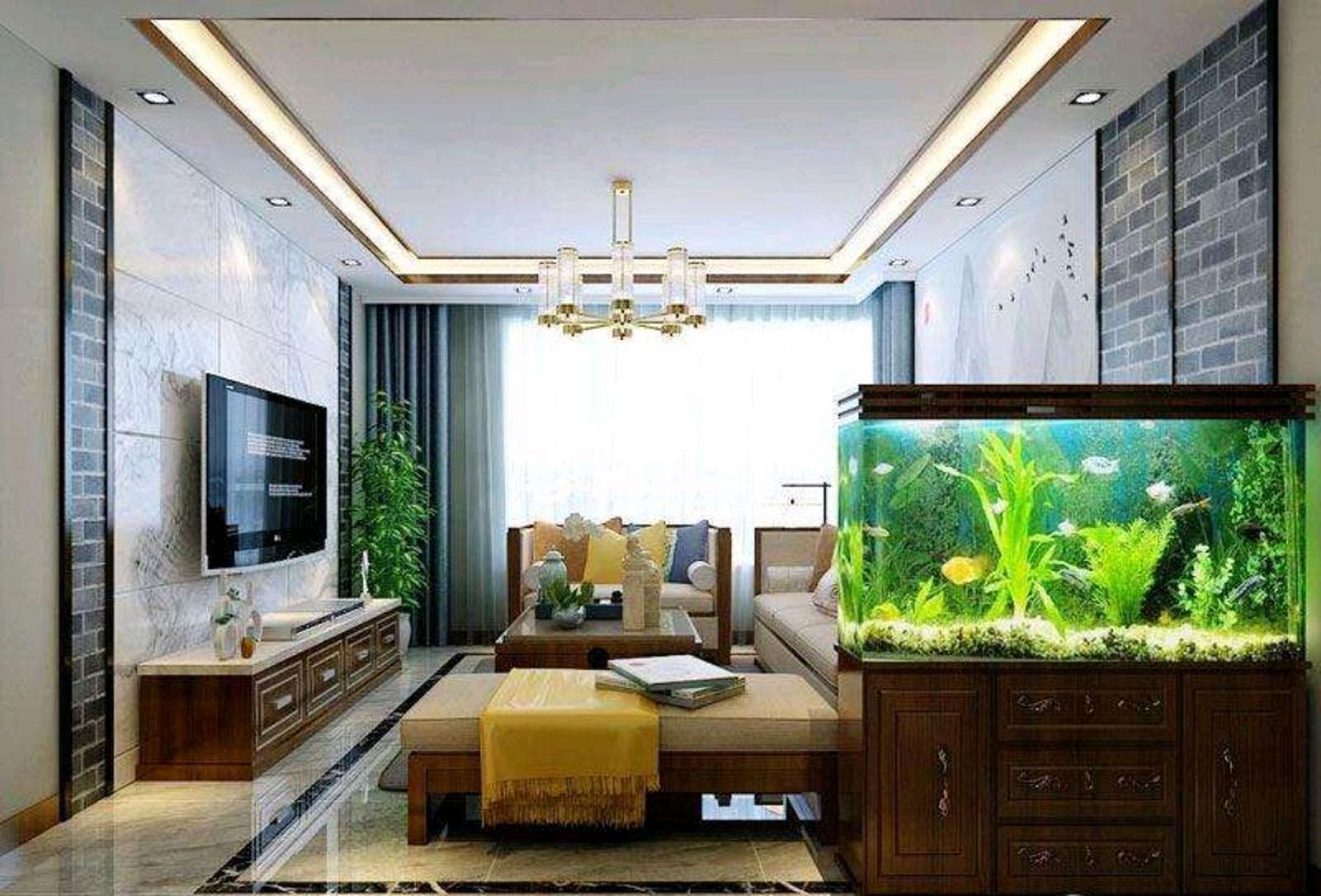 客厅怎么摆放鱼缸好   在客厅中摆放鱼缸有以下几点需要注意:   1