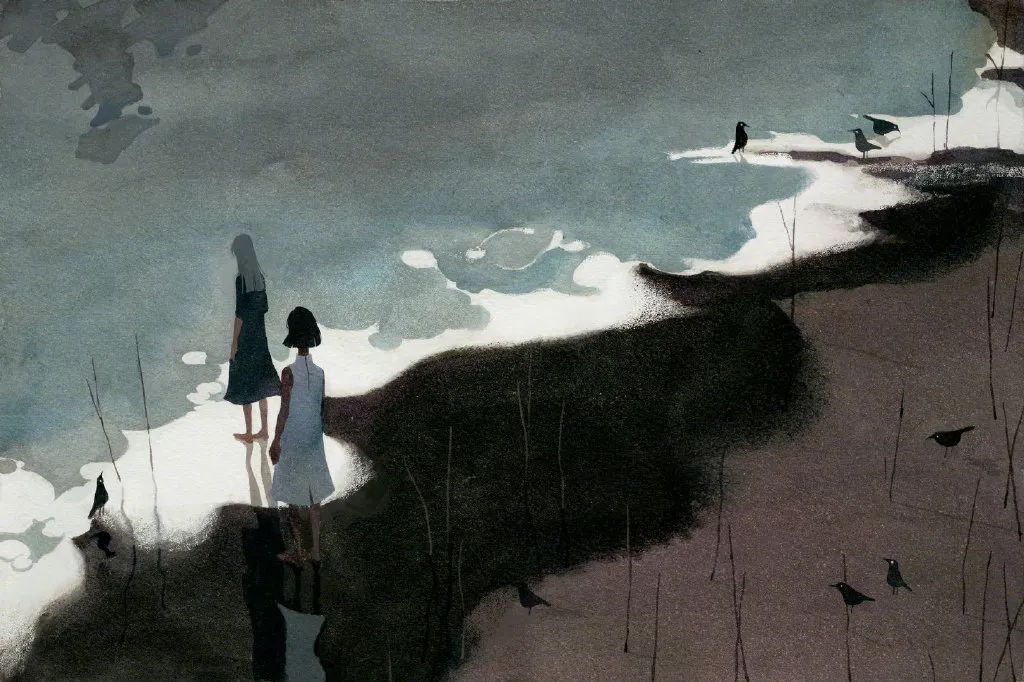 一组暗色调的插画艺术作品