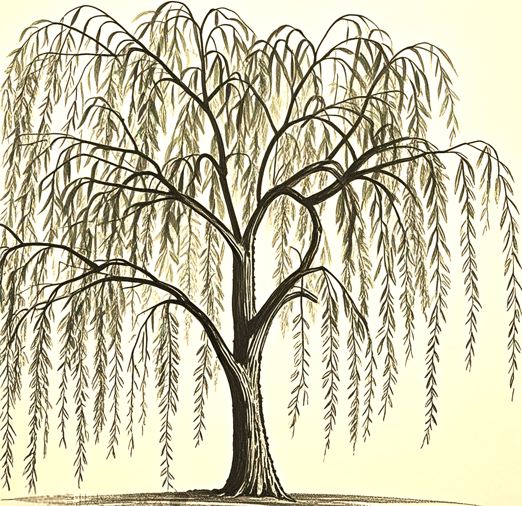 柳树线描的独特技法与技巧