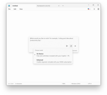 Windows 11记事本终于迎来本地AI模型支持：无需付费即可生成、重写等