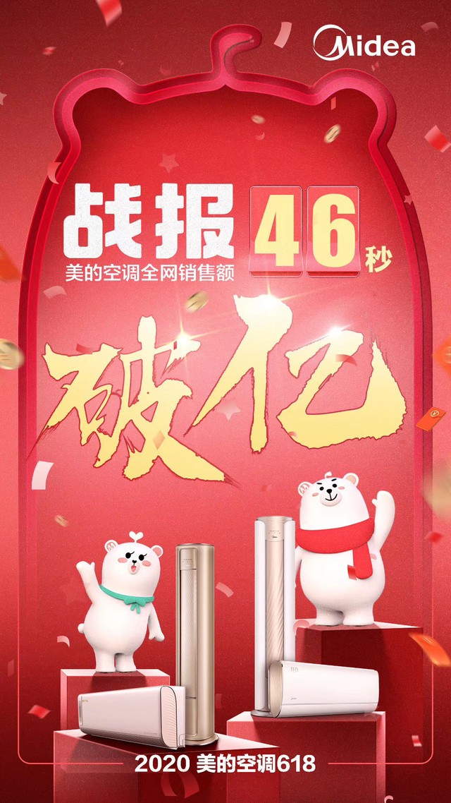 京东618美的空调46秒破亿