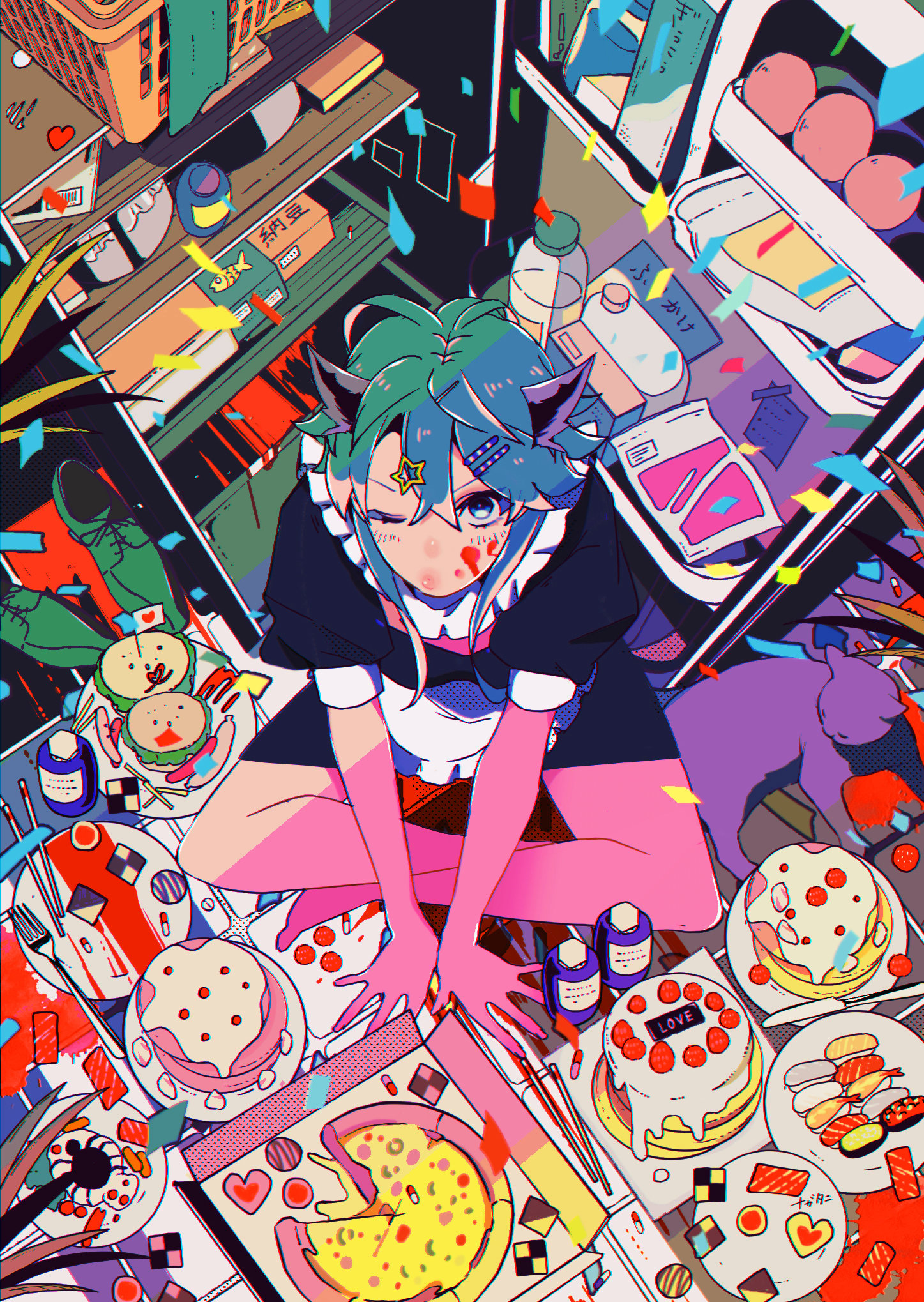 极富想象力的奇幻场景,构图饱满且元素丰富,炸裂色彩充满魅力