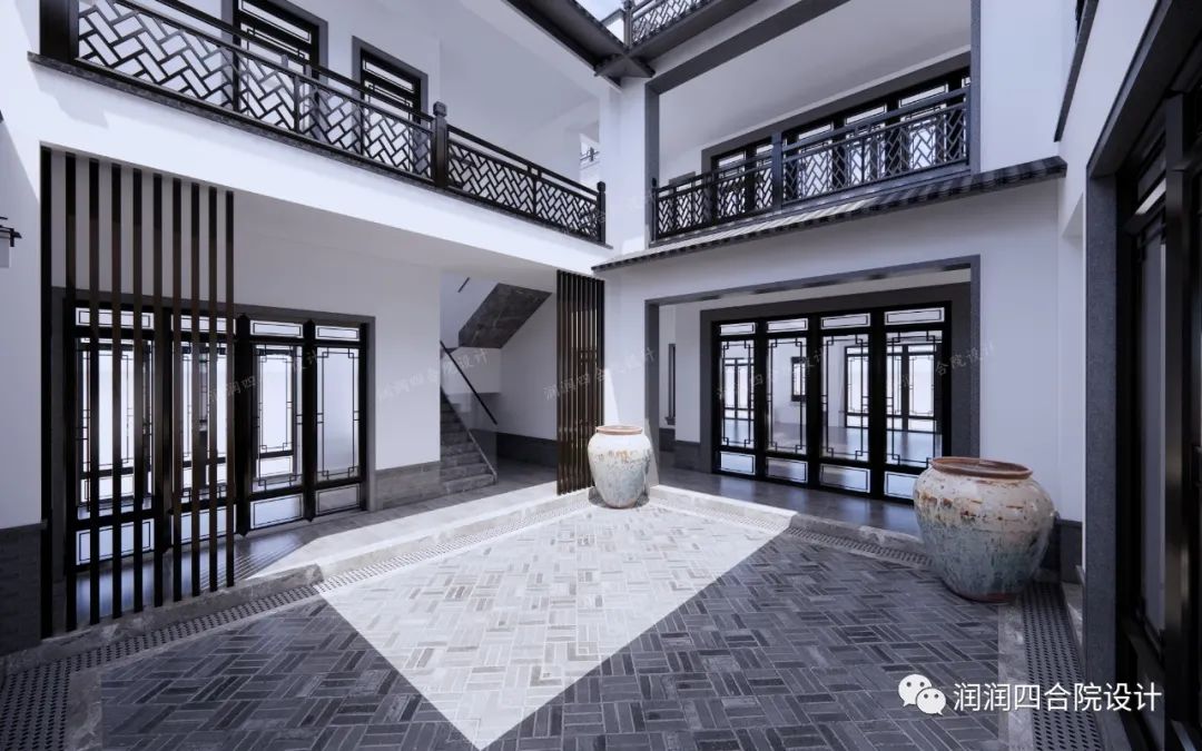事业有成回村建一座新中式四合院带双复式大厅