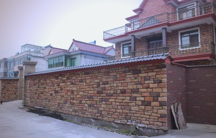 文化石与文化砖打造独特围墙,提升景观设计