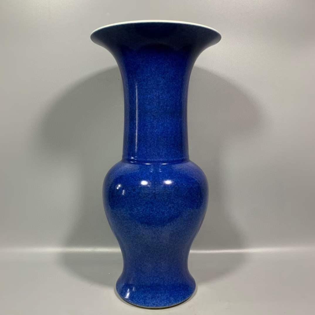 霁蓝釉凤尾尊-大清康熙年制「旧藏」瓶口直径23cm高46.5cm