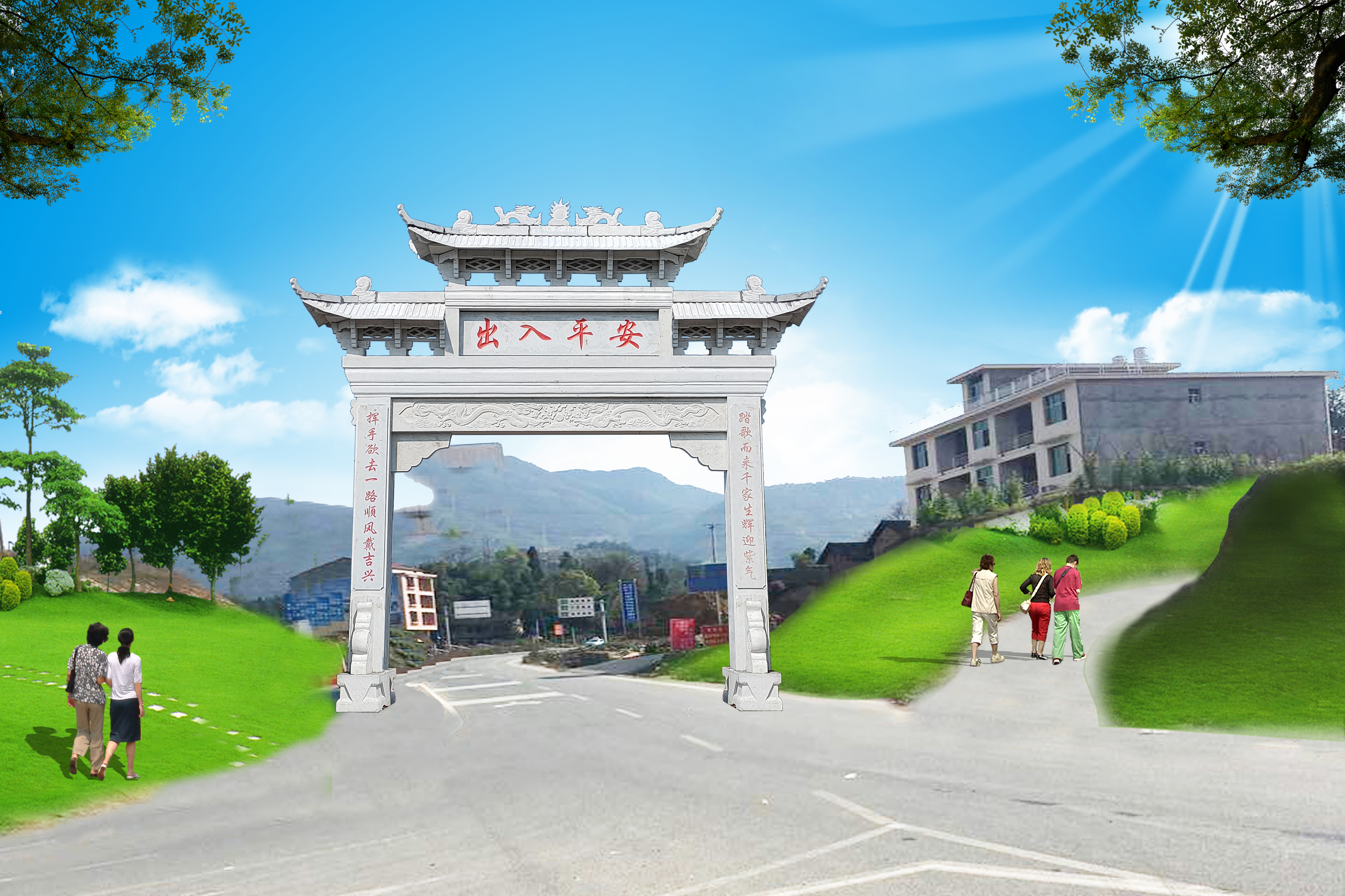 村口牌楼石门的价格是多少