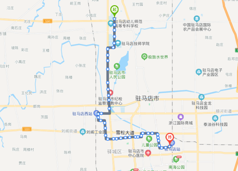 河南驻马店高铁西站途经公交车线路乘坐点及其运行时间