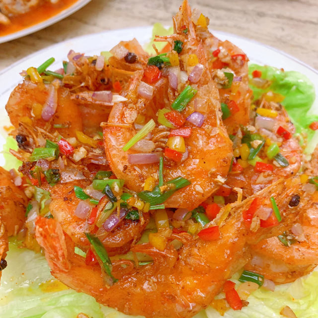 椒盐海虾,香酥美味,虾肉鲜美