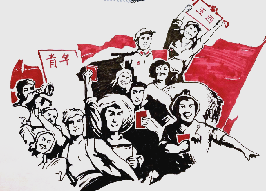 手绘红色精神插画展,大学生用行动诠释爱国情感