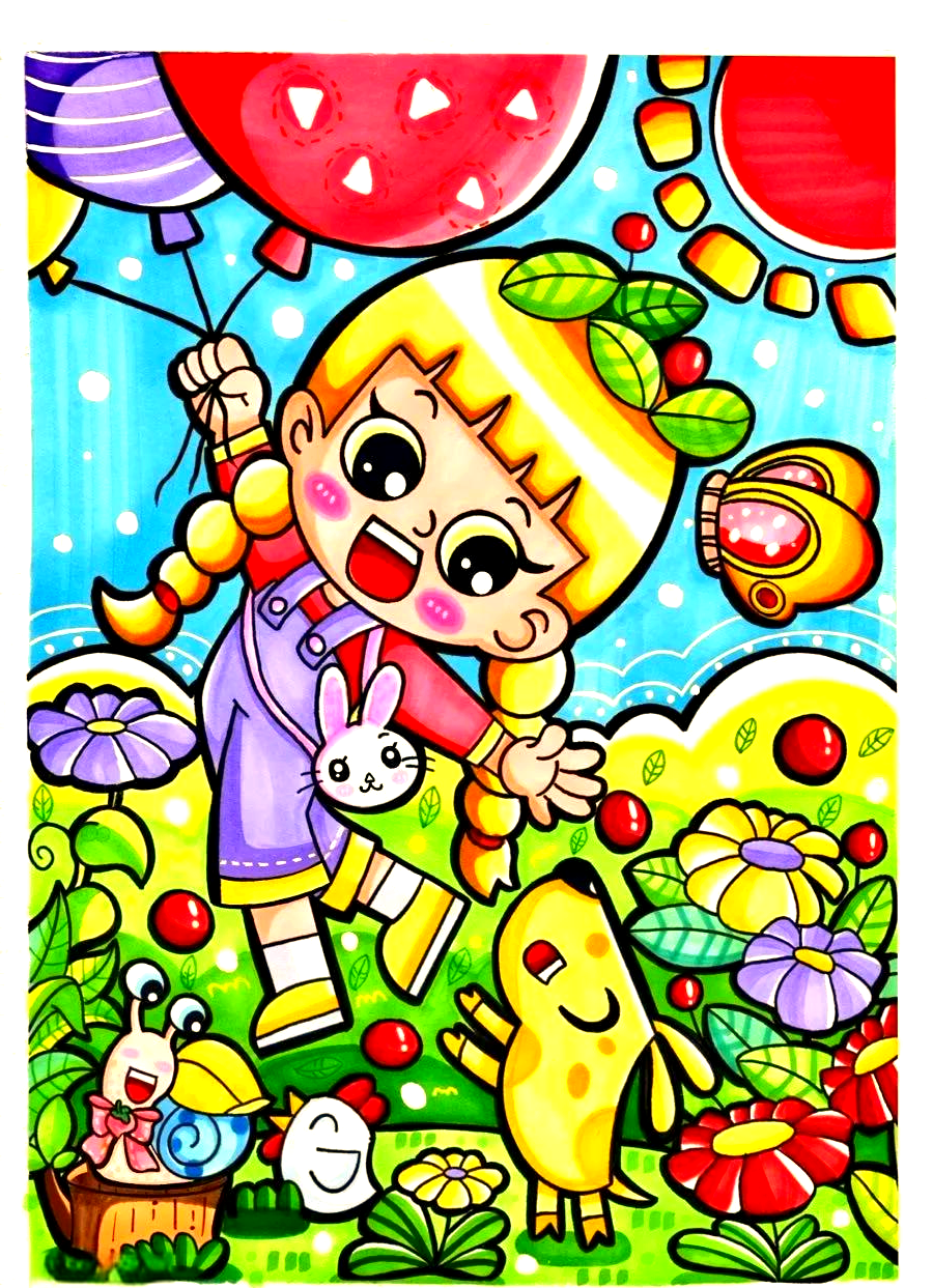 精选马克笔儿童画绘画作品范例参考集,美轮美奂!