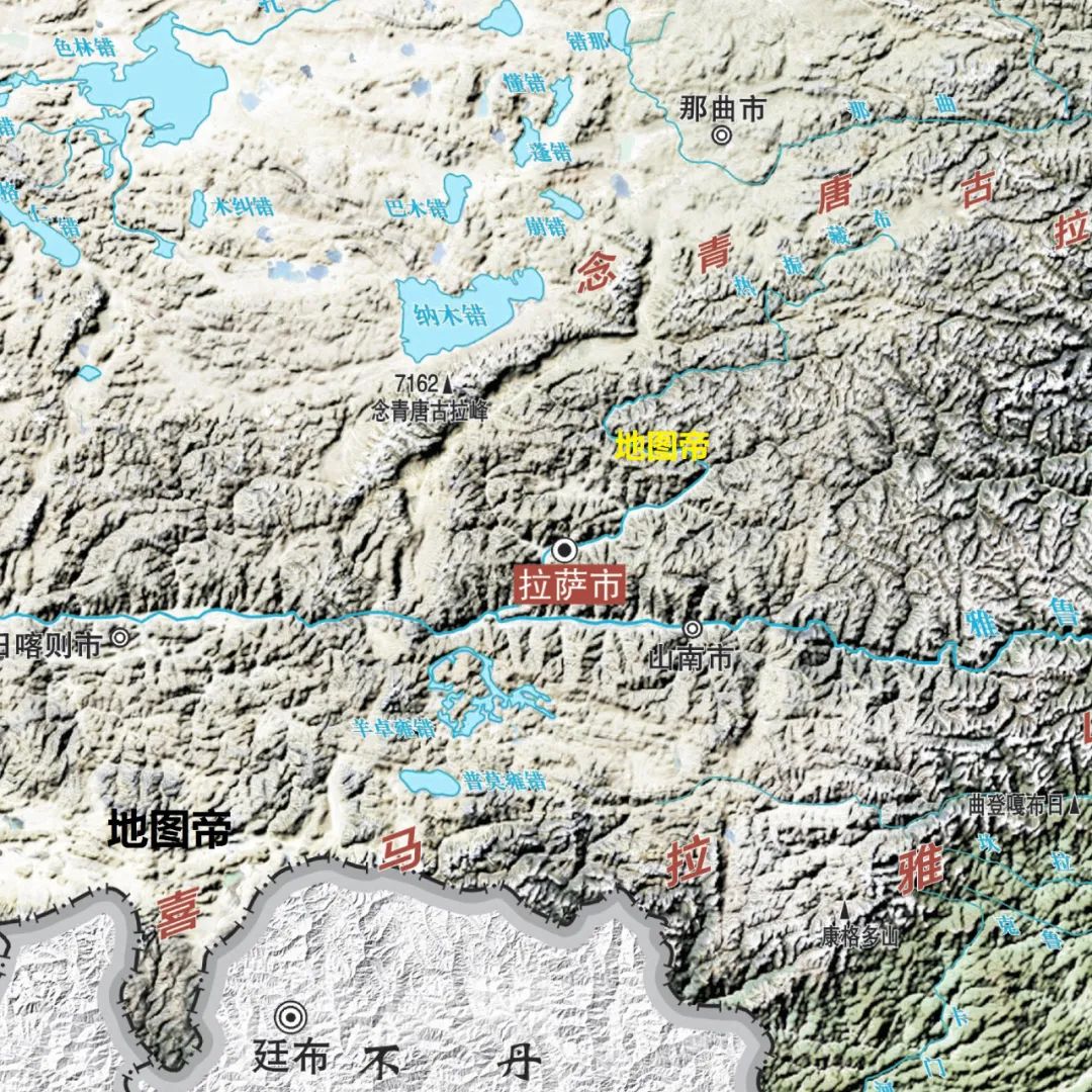 中国各省地形图-西藏自治区