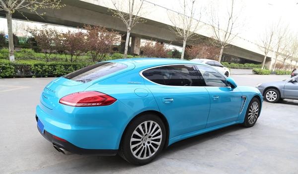 保时捷帕拉梅拉panamera全车改色迈阿密蓝