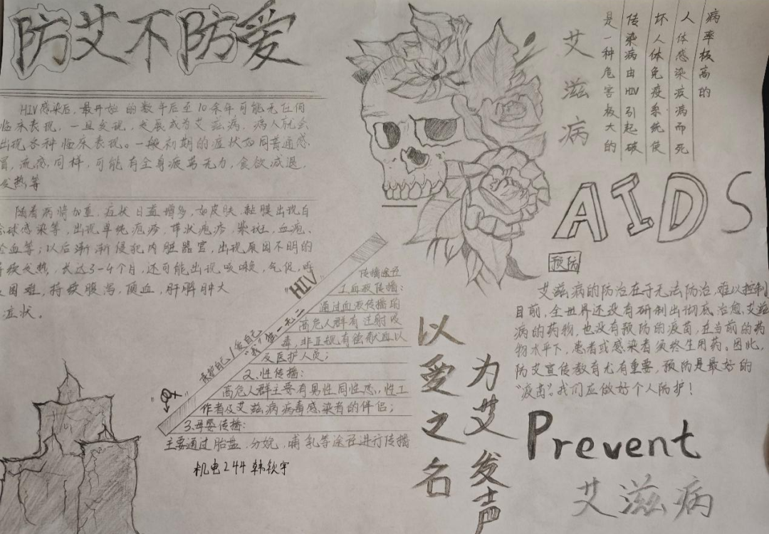 机电工程学院手抄报评比活动:让关爱传递,预防艾滋病