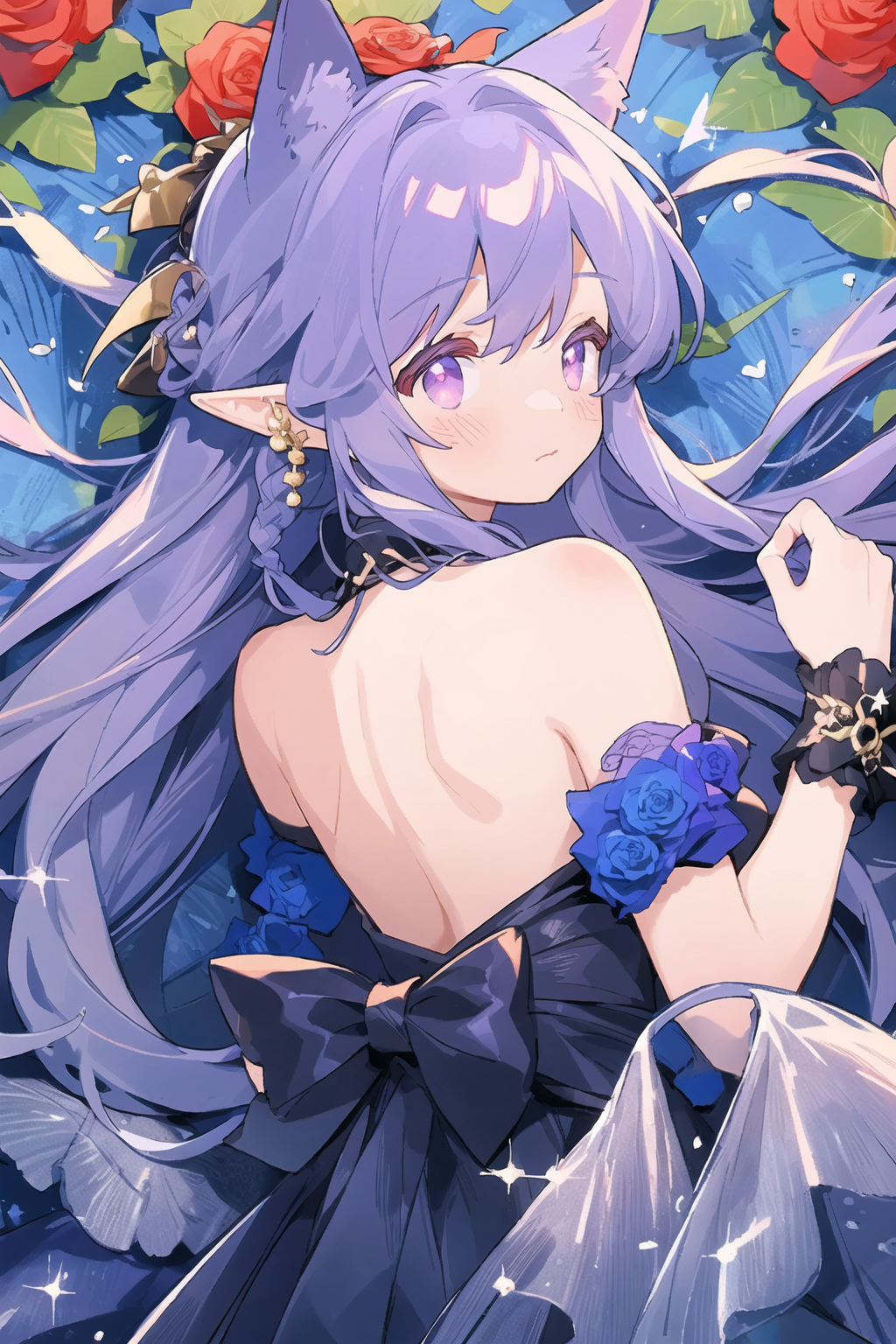 梦幻般的邂逅:二次元女孩与紫色花海的浪漫瞬间