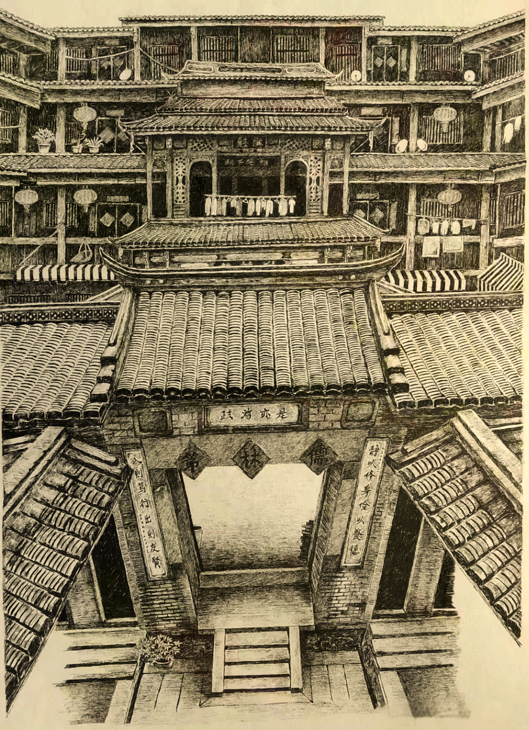 福建土楼系列钢笔画精选