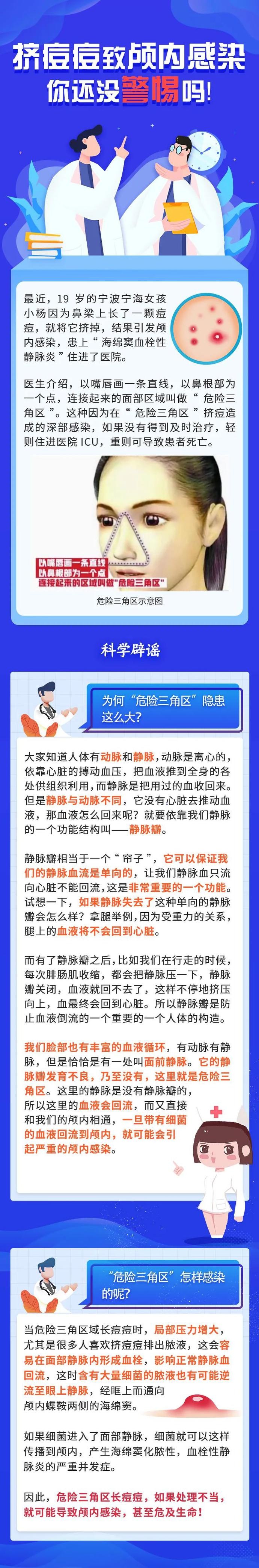 又一起挤痘痘致颅内感染,危险三角区你还没警惕吗!