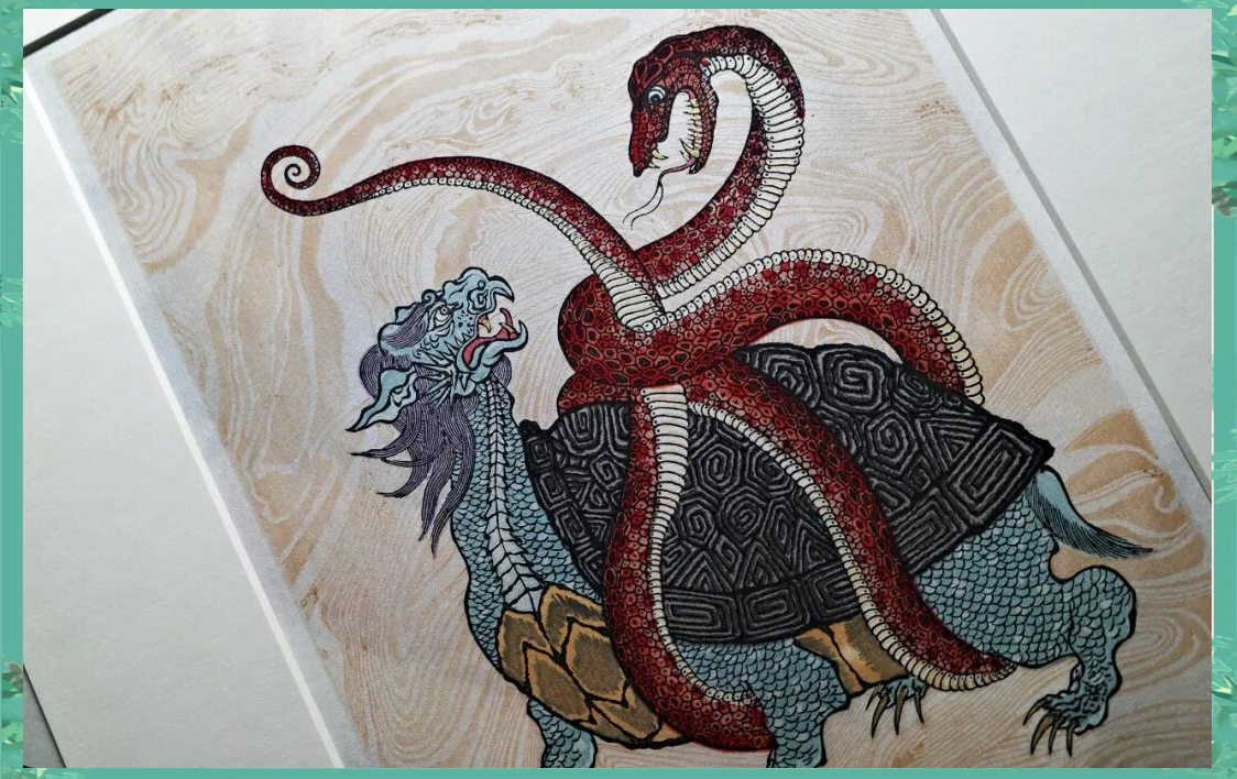 龟蛇交泰图:古灵玄秘与长寿智慧的象征