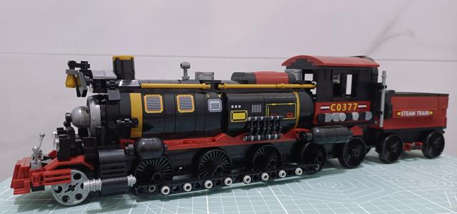 乐高式国产积木:复古蒸汽火车模型分享c0377