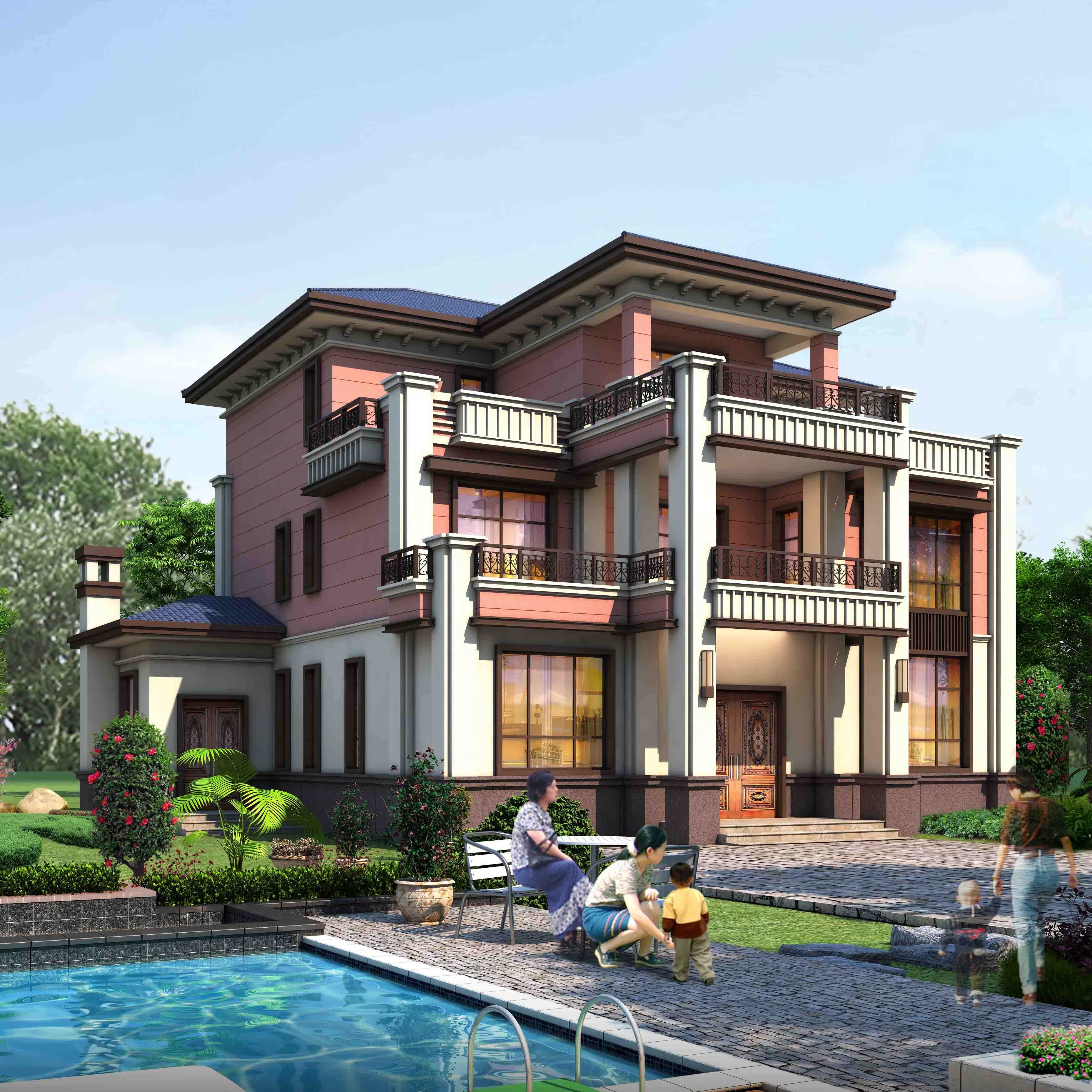 三层大气豪华海派风格别墅推荐,气派有面子,8室4厅7卫带柴火房