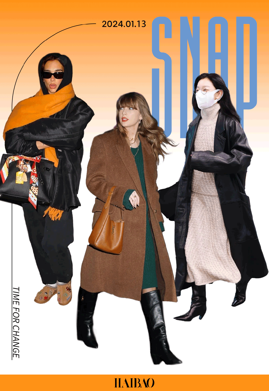 霉霉的咖绿色穿搭太有故事感了被啪姐的橙色围巾种草周冬雨的成熟look