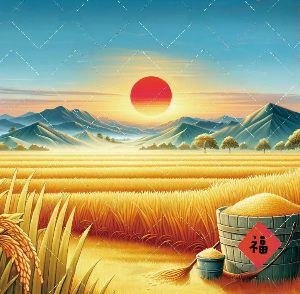 多幅田园风头像图:稻田与红日交织,丰收与希望并行