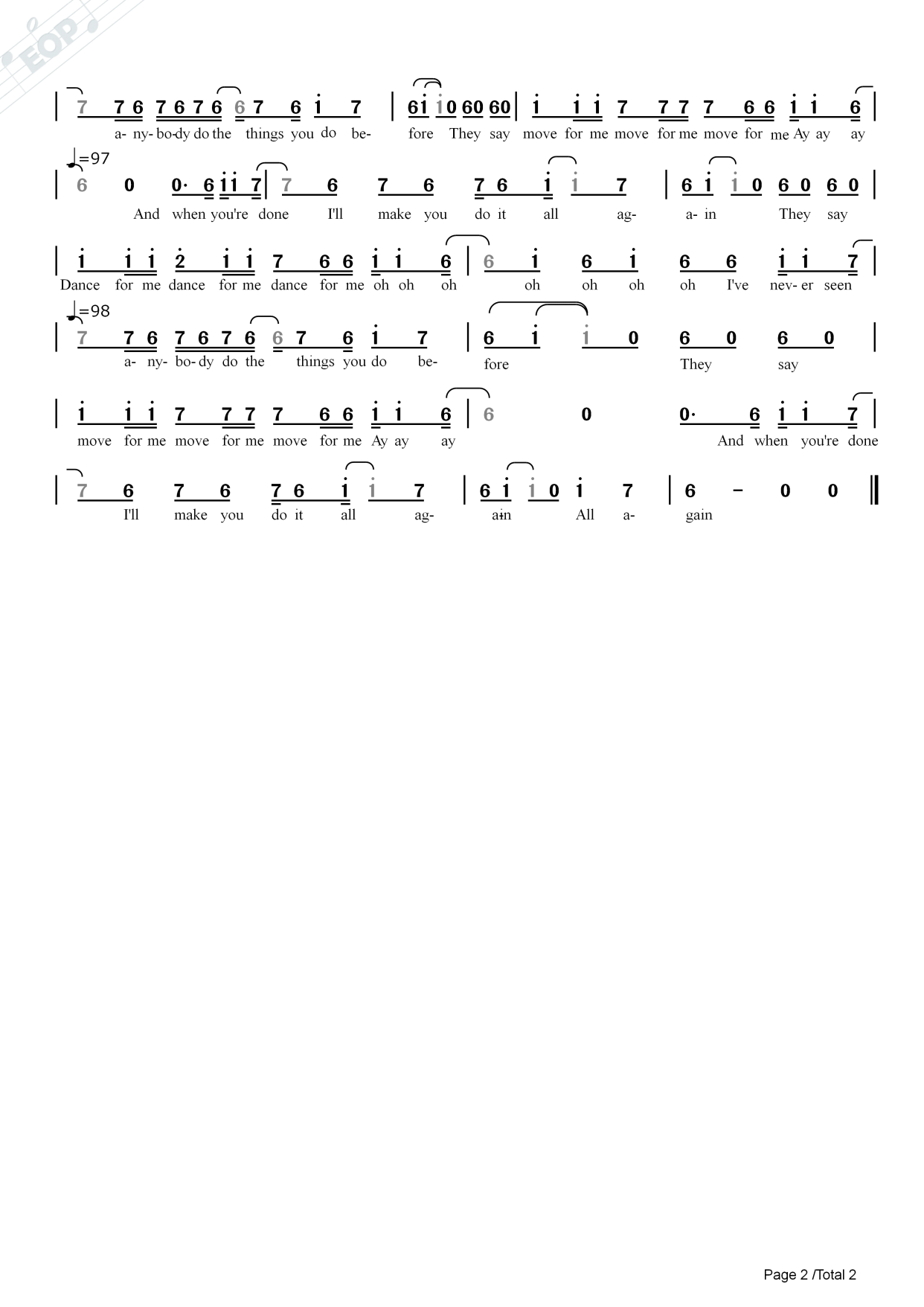 「bb调版」dance monkey - tones and i 演唱——动态简谱