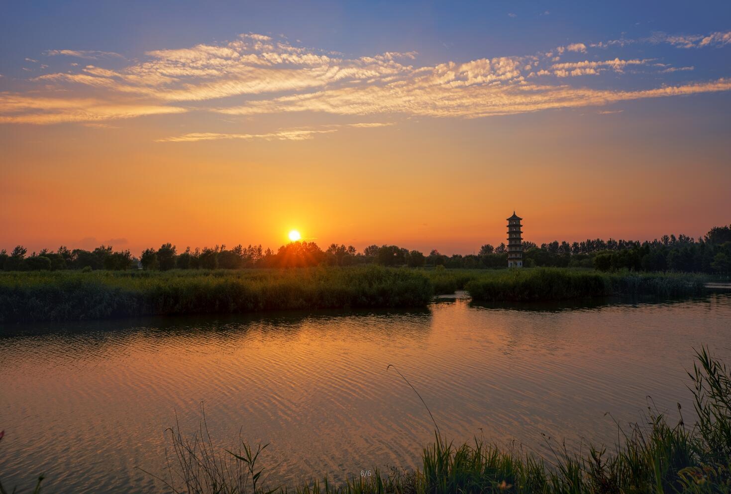 美丽江苏·每日一景丨盐城盐都:落霞与孤鹜齐飞 秋水共长天一色