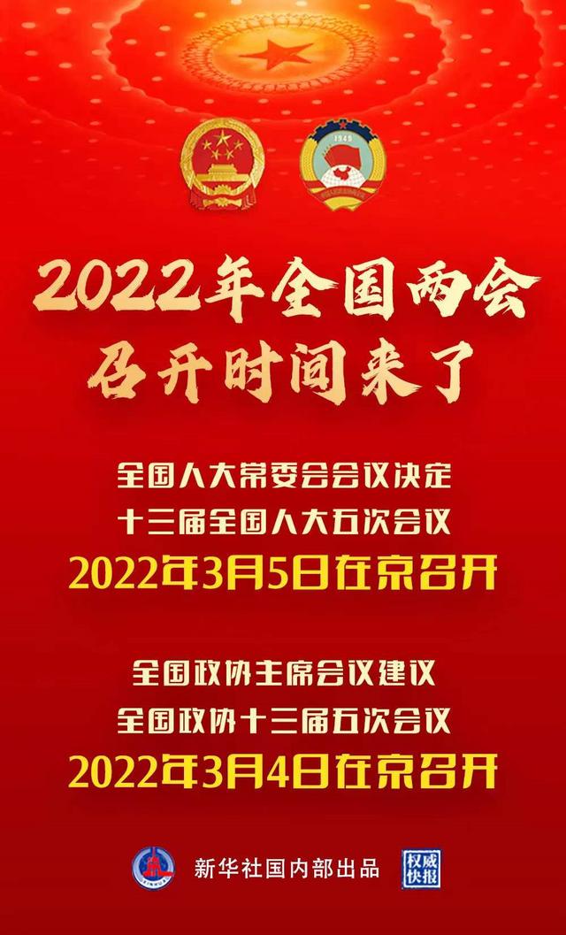 2022年全国两会召开时间确定