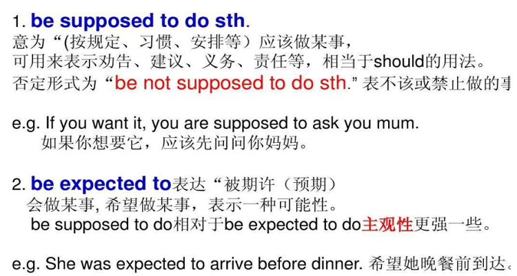 be supposed to和be expected to的区别