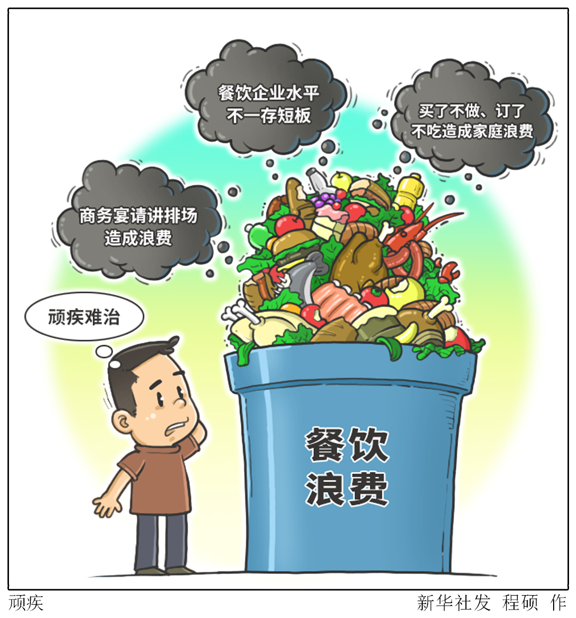 (图表·漫画「浪费可耻 节约为荣」顽疾