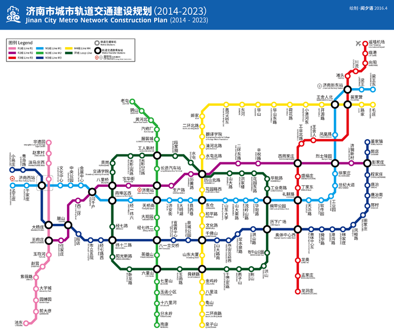 济南新增一地铁线路,连接现有的1,3号线,有望在2021年建成通车