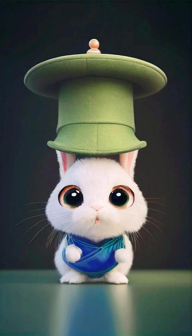 可爱的小兔子壁纸图片,绿色系,无水印