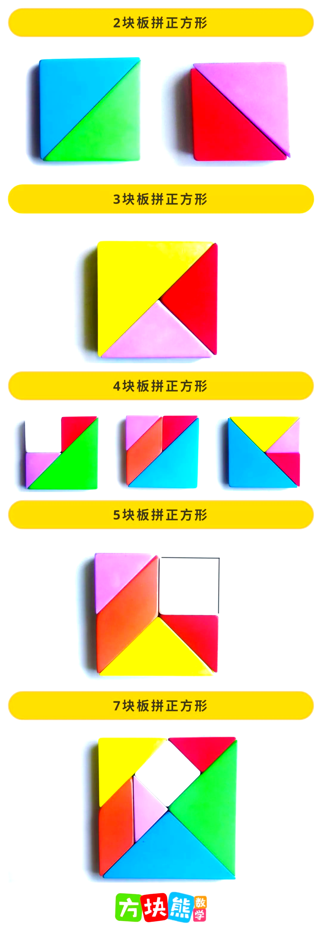 用七巧板能拼出多少种矩形?揭秘正方形与长方形的多种拼法!