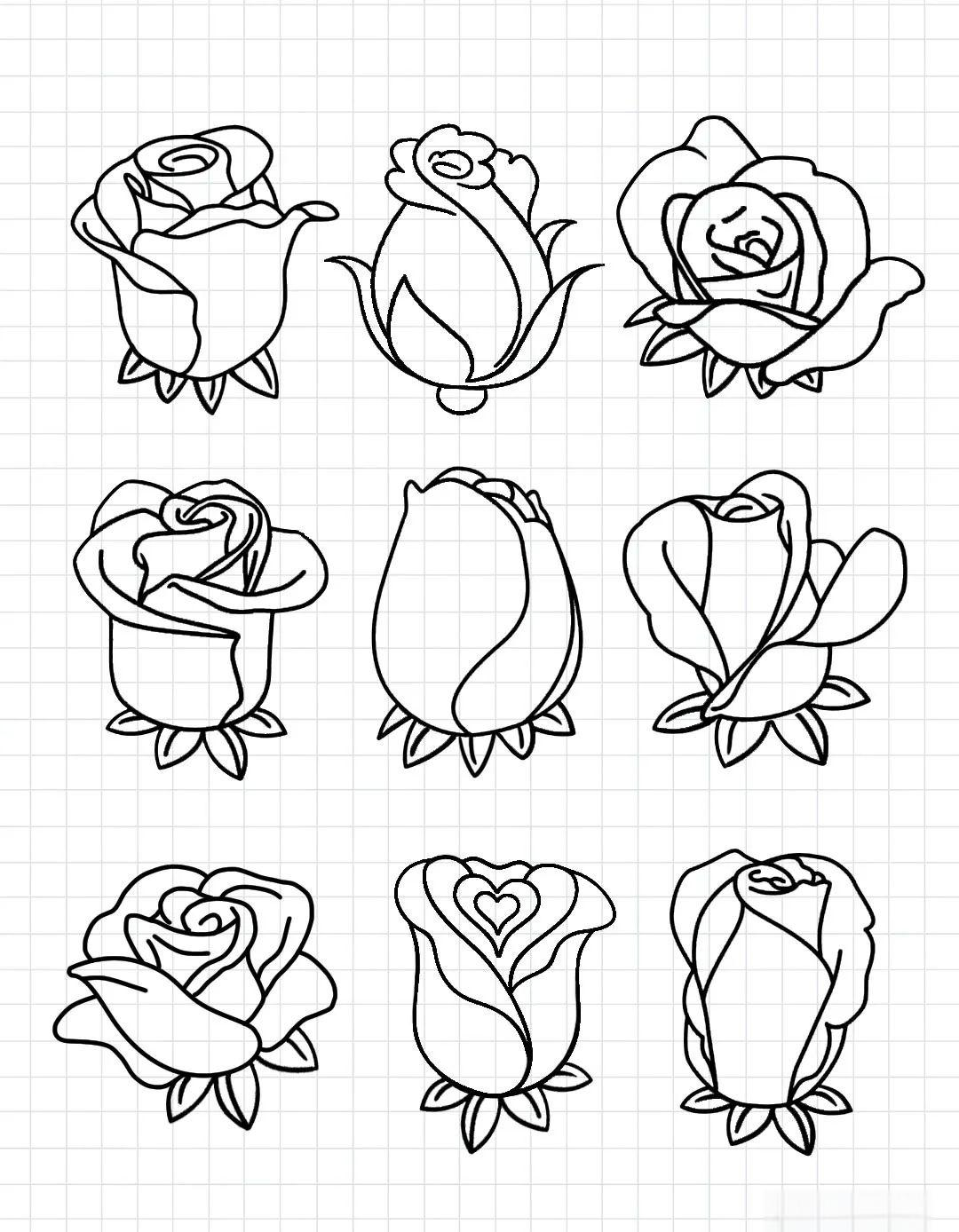 轻松学简笔画:用基本图形来画玫瑰花