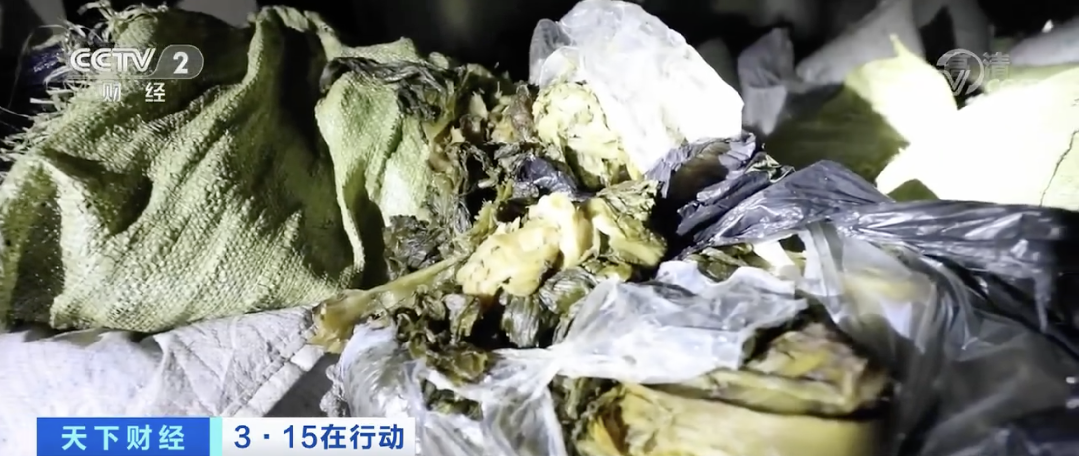 酸菜生产车间下班整理是常态?存放环境恶劣,酸菜叶子已发烂发臭