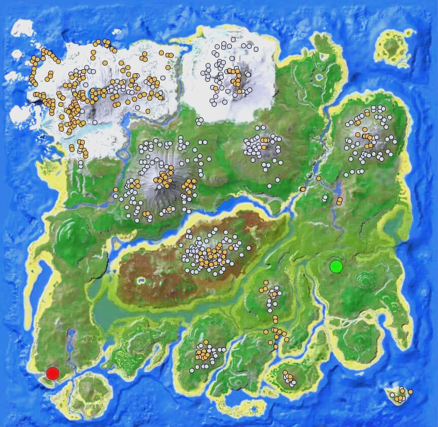 方舟生存进化孤岛地图资源分布概览